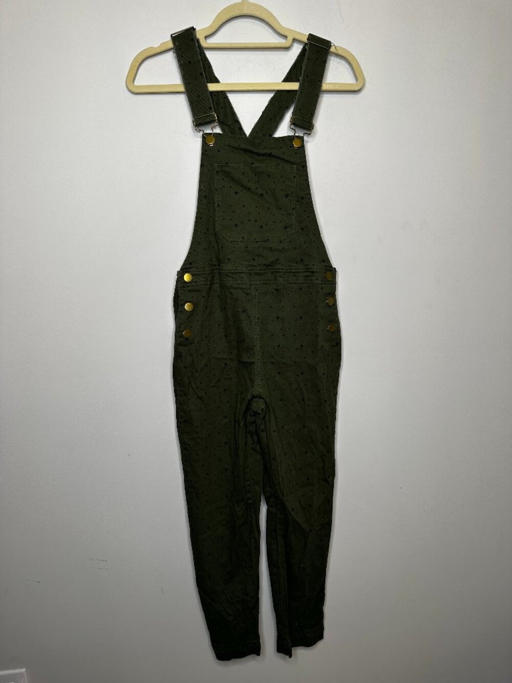 Storia Green Corduroy Overalls Star Design Women's Small